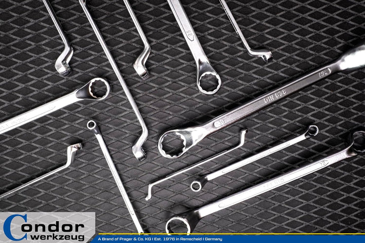 CONDOR Werkzeug 10-12T | Doppel-Ringschlüssel-Satz | 12-tlg. | gekröpft | SW 6 x 7-30 x 32 mm | Chro