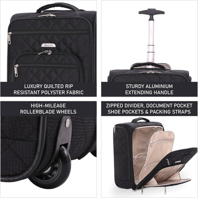 Aerolite Koffer Handgepäck Passend für easyJet 45x36x20 Neu 2023 Handkabine Gepäck Untersitztasche T