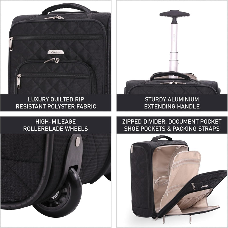 Aerolite Koffer Handgepäck Passend für easyJet 45x36x20 Neu 2023 Handkabine Gepäck Untersitztasche T