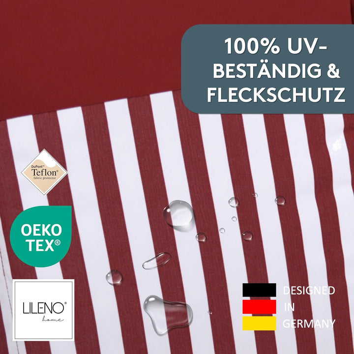 LILENO HOME Gartenstuhl Auflagen als [2er Set - Niedriglehner] in Streifen Rot - Uni Rot - Bequeme L