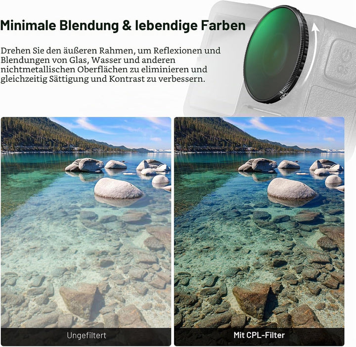 NEEWER 4 in 1 ND Filter und Objektiv Zubehör Set kompatibel mit DJI Osmo Action 5 Pro/4, Variabler N