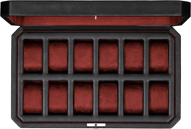 ROTHWELL 12 Slot Leder Uhrenbox - Luxus Uhrengehäuse Display Organizer, Herren Aufbewahrungsboxen Ha