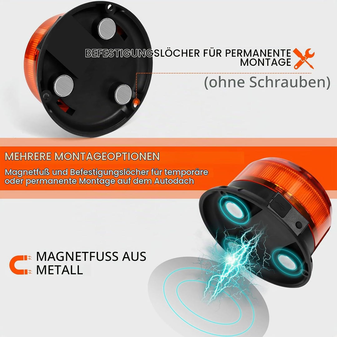 antom rundumleuchte akku Solarenergie 9 Blitzmuster 12V 24V Gelb Warnleuchte led magnet mit 1 Meters