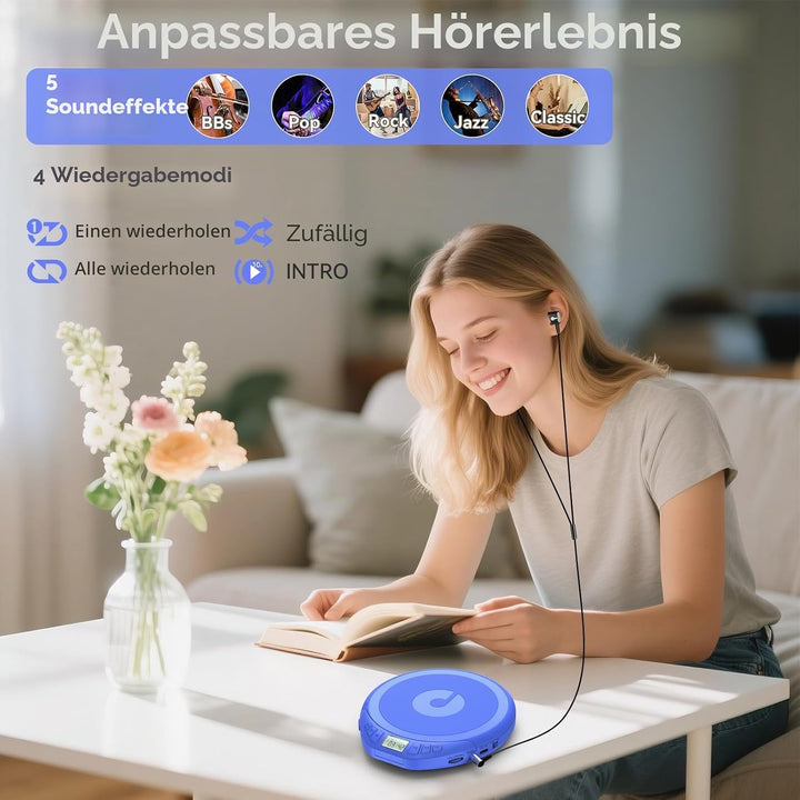 CD Player Tragbar: KOVCDVI Tragbarer CD-Player mit LCD-Display, Unterstützt CD-R/CD-RW/MP3-Wiedergab