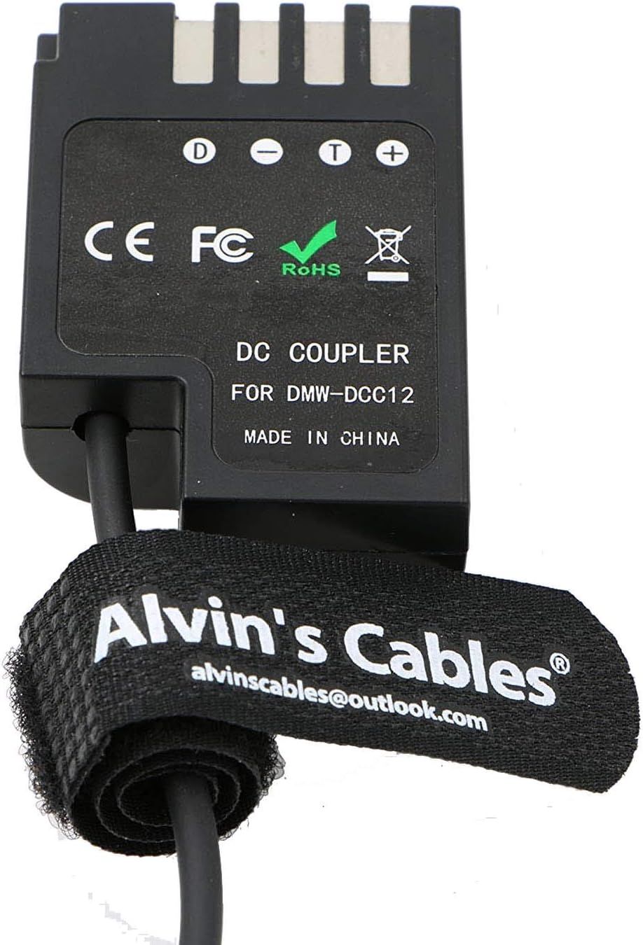 Alvin's Cables Anton Bauer D-Tap auf DMW-DCC12 Gleichstromkoppler Dummy Batterie für Spiral Kabel fü