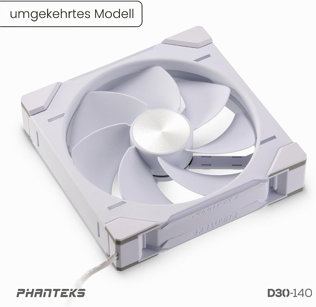 Phanteks D30 PWM Reverse Airflow, D-RGB Lüfter - 140mm, weiss