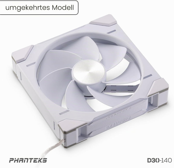 Phanteks D30 PWM Reverse Airflow, D-RGB Lüfter - 140mm, weiss