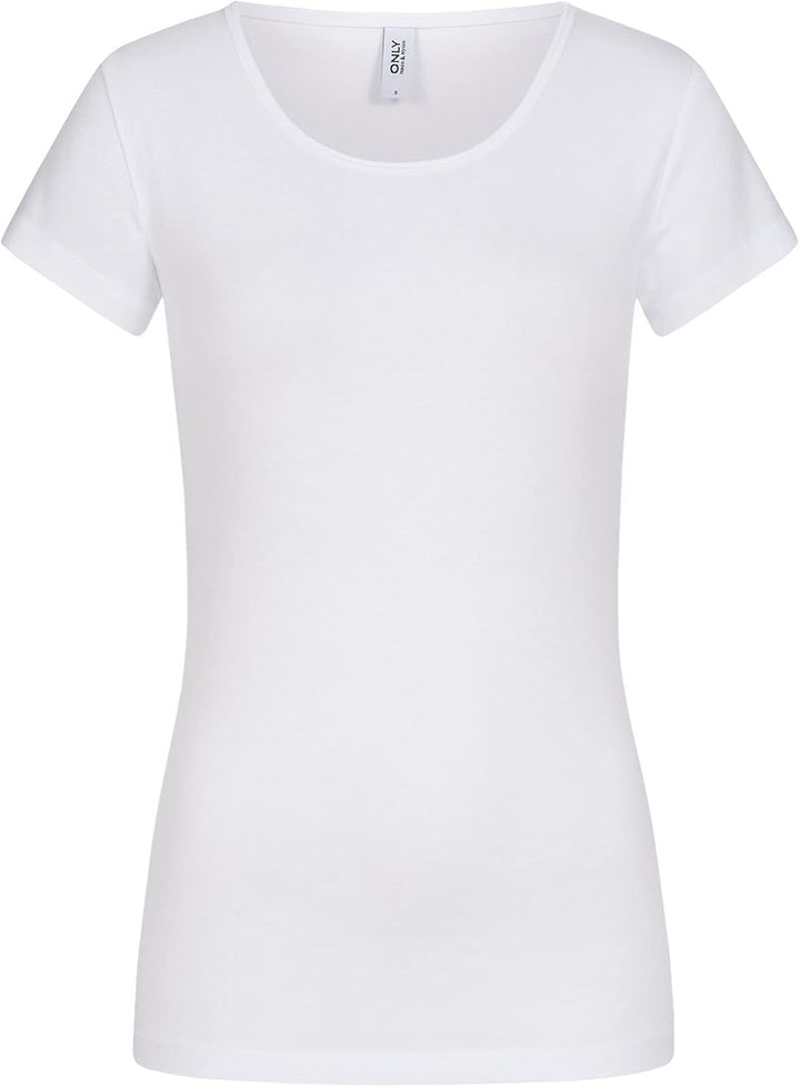 ONLY Damen T-Shirt Onllive Love Life Basic Damenshirt S 3er Pack Weiss/Schwarz, S 3er Pack Weiss/Sch