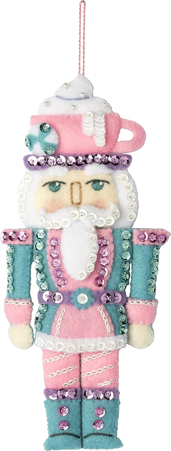 Bucilla Filz-Applikation Weihnachtsschmuck-Set, 6 Stück, Nussknacker, süsse Filzapplikation, Ornamen