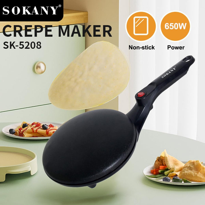 SOKANY Crepes Maker, Elektrischer Crêpes-Maker mit Cool-Touch-Griff, Antihaftbeschichtung, Temperatu