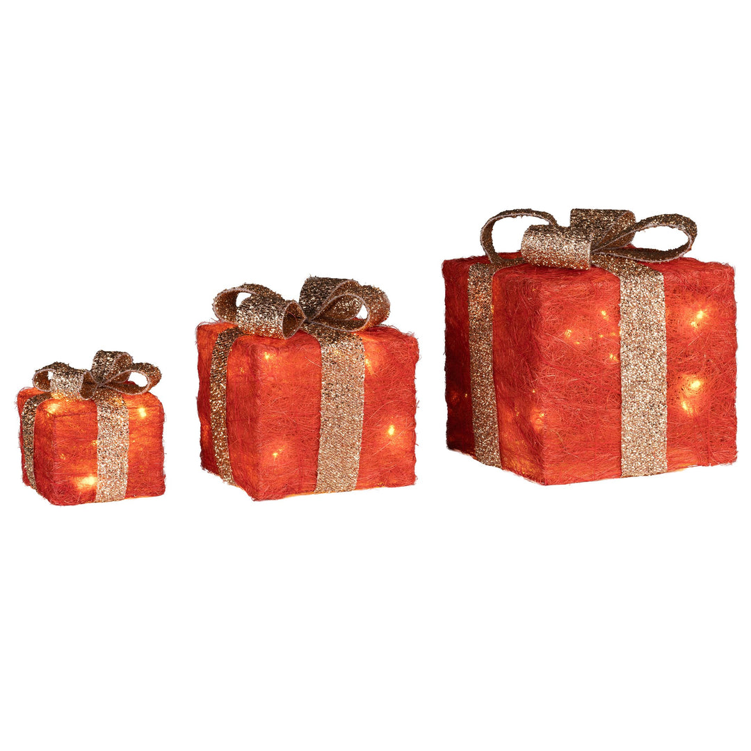 Bambelaa! 3er Led Deko Geschenke Leucht Boxen Timer Weihnachts Dekoration Weihnachtsdeko Beleuchtet