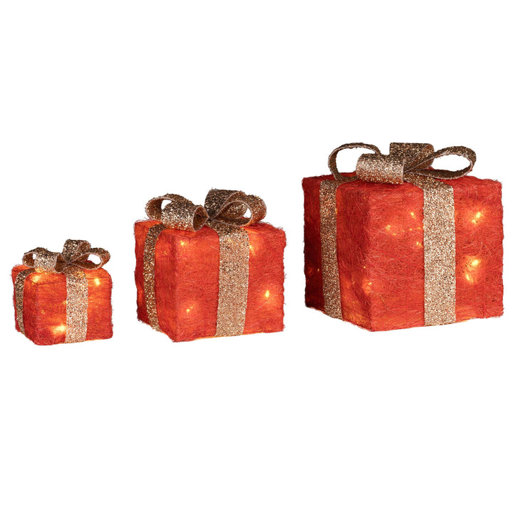 Bambelaa! 3er Led Deko Geschenke Leucht Boxen Timer Weihnachts Dekoration Weihnachtsdeko Beleuchtet