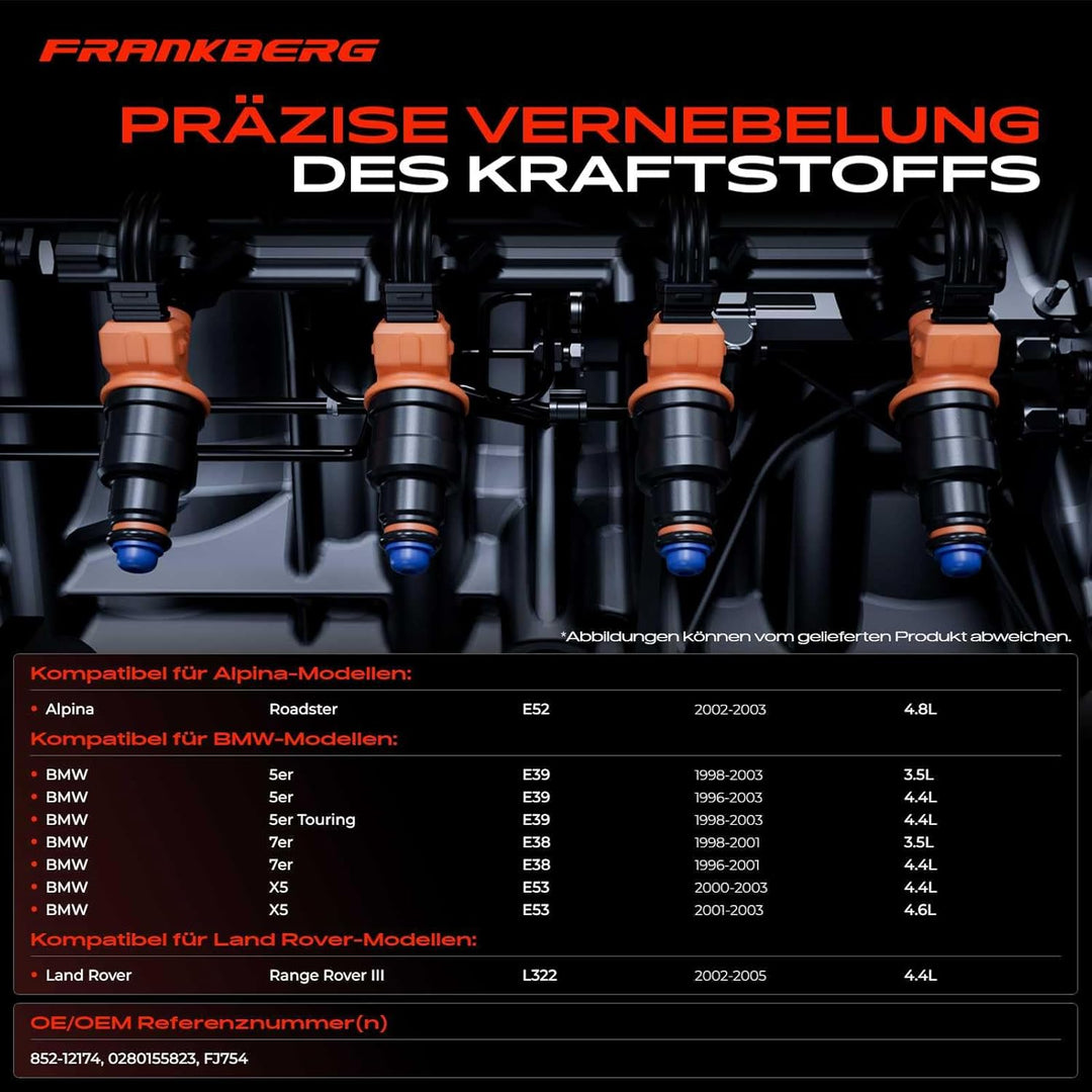 Frankberg 8x Einspritzventil Injektor Kompatibel mit Roadster Z8 2002-2003 5er E39 535 540 1998-2003