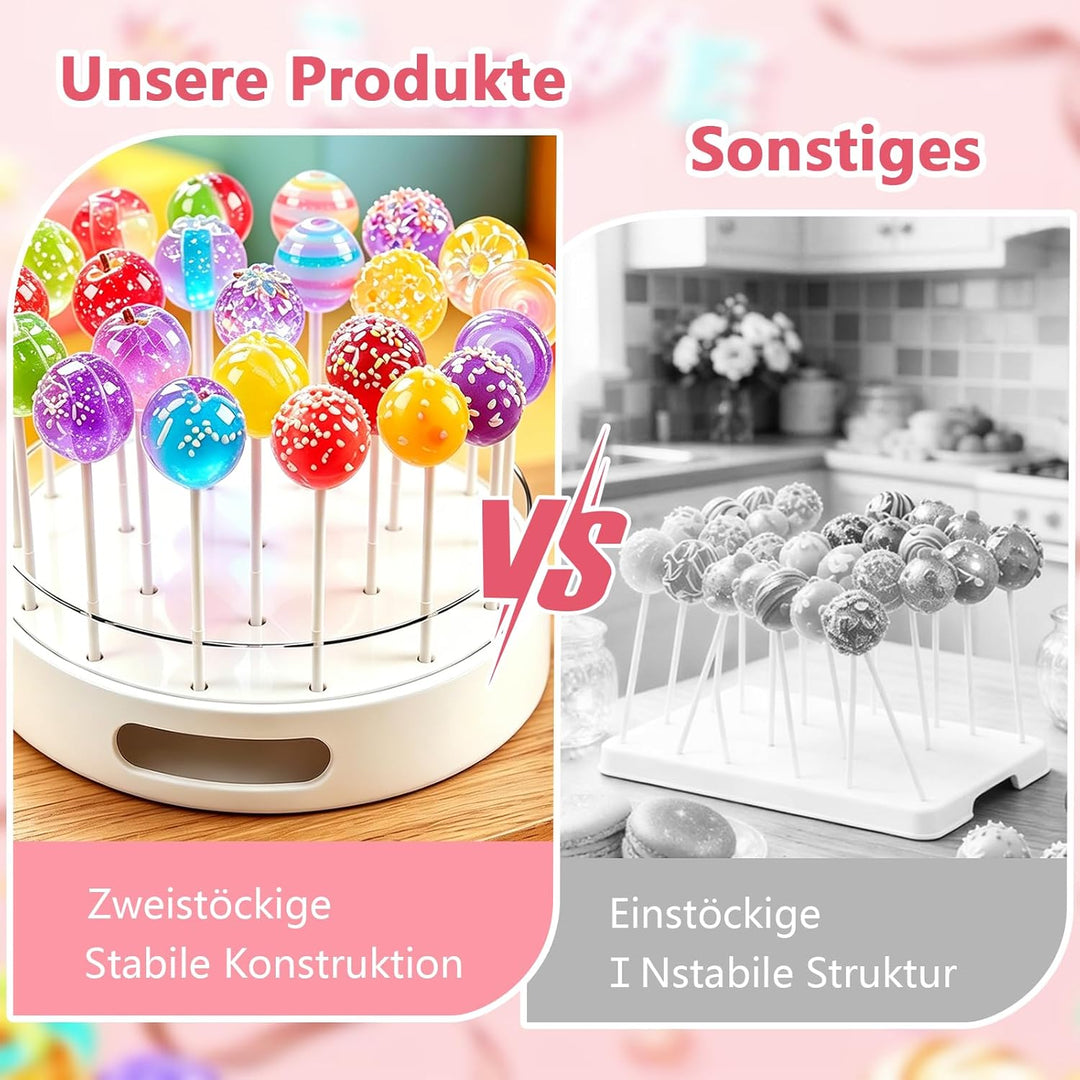 2 Stück Cake Pop Ständer, 22 Löcher Transparent Acryl Lollipop-Halter mit 100 Cake Pop Stiele und 10