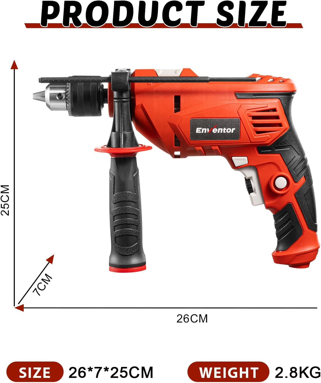ENVENTOR 900W Schlagbohrmaschine, Elektrische Bohrmaschine mit 36 Stück Zubehör, 2-in-1 Funktion,