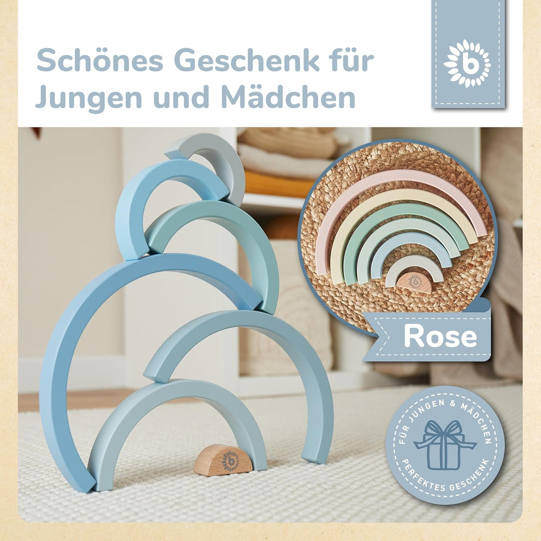 Bieco Holz Regenbogen Baby blau - Steckspiel Holz - Motorikspielzeug Holz Baby Regenbogen Holz gross
