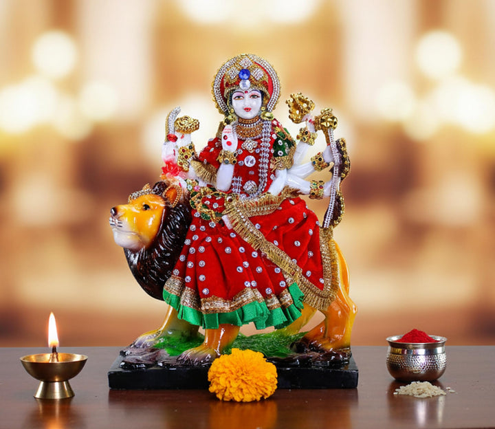 eSplanade Resin Maa Durga MATA Rani Sherawali Murti Idol Statue Sculpture (1561APC), 1561APC