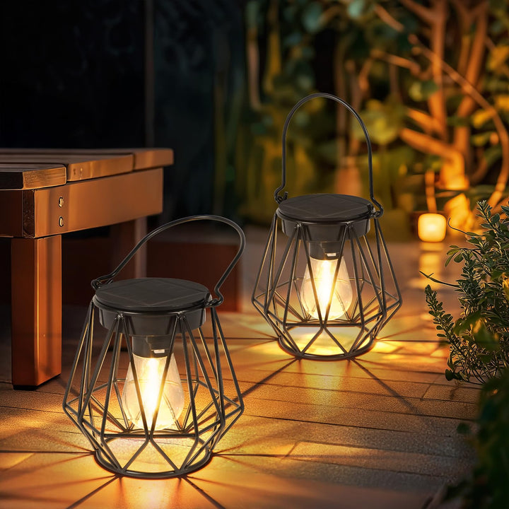 Ketom Solarlampen für Aussen Hängend/Stehend, 2 Stück Retro LED Solar Laternen, IP65 Wasserdicht Met