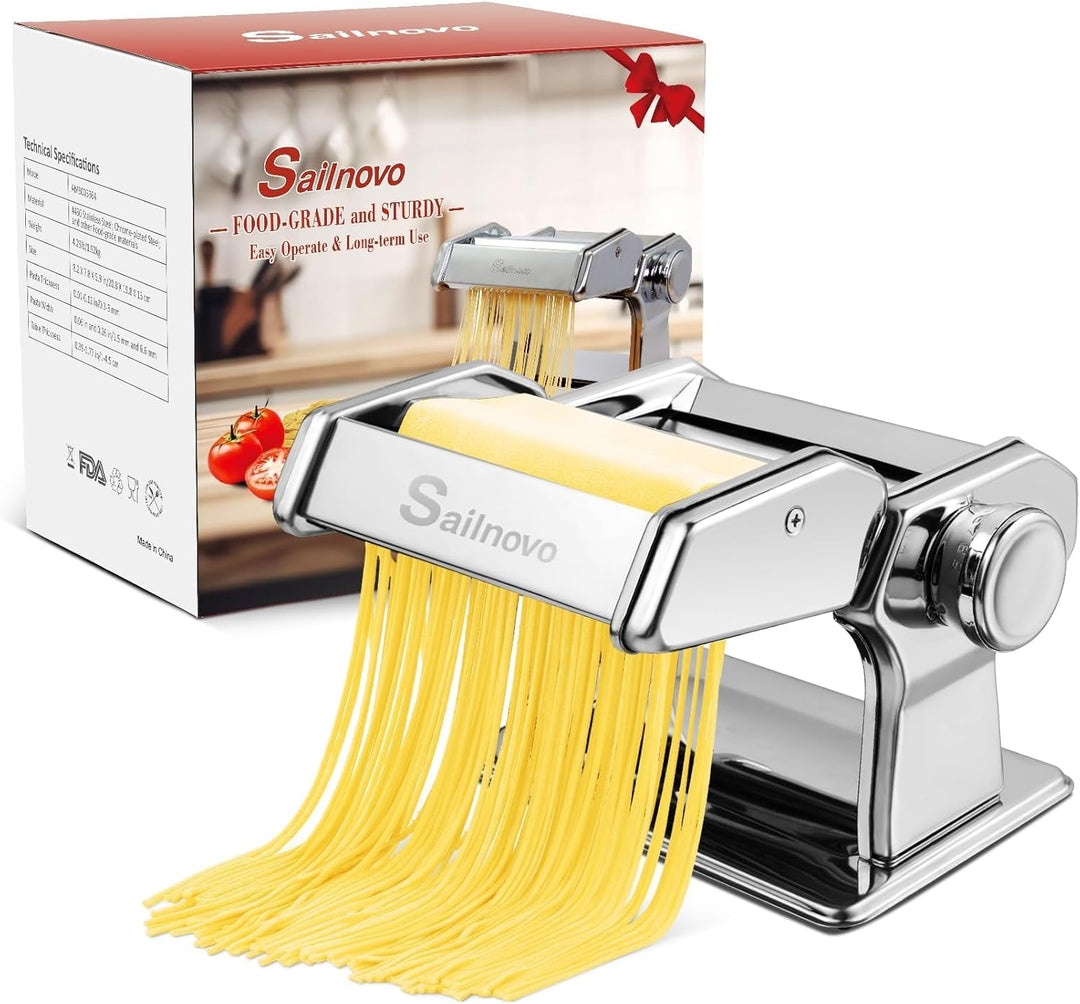 Sailnovo Nudelmaschine Pasta Maker 180 Aluminiumlegierung mit 9 Einstellbaren Stärkeeinstellungen un