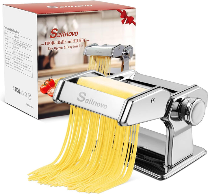 Sailnovo Nudelmaschine Pasta Maker 180 Aluminiumlegierung mit 9 Einstellbaren Stärkeeinstellungen un