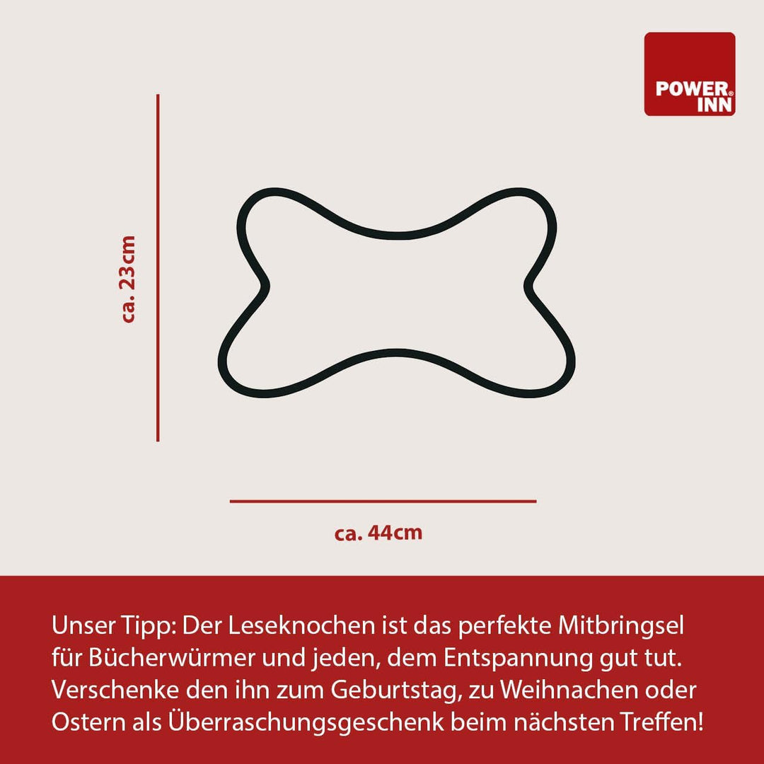 Leseknochen gross ca. 44x23cm | Nackenkissen als Buchstütze und Lesekissen | 60° waschbar aus hochwe