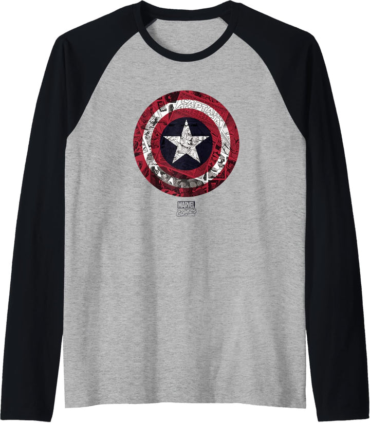 Marvel Captain America Comic Shield Black Raglan