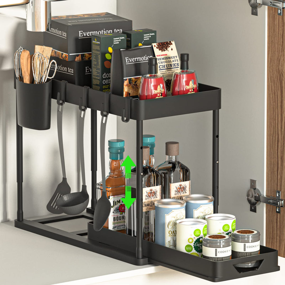 SKYSER Unter Waschbecken Regal Küche Organizer 2-stöckiger Schubladen-Organizer Anhebbares schrank o