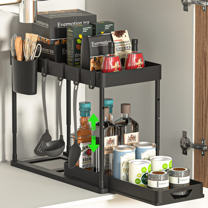 SKYSER Unter Waschbecken Regal Küche Organizer 2-stöckiger Schubladen-Organizer Anhebbares schrank o