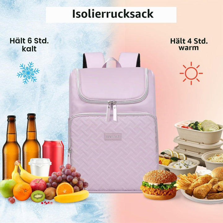 17L Kühlrucksack Damen, Thermo Rucksack Klein, Thermo Kühltasche Rucksack für Camping Picknick Stran