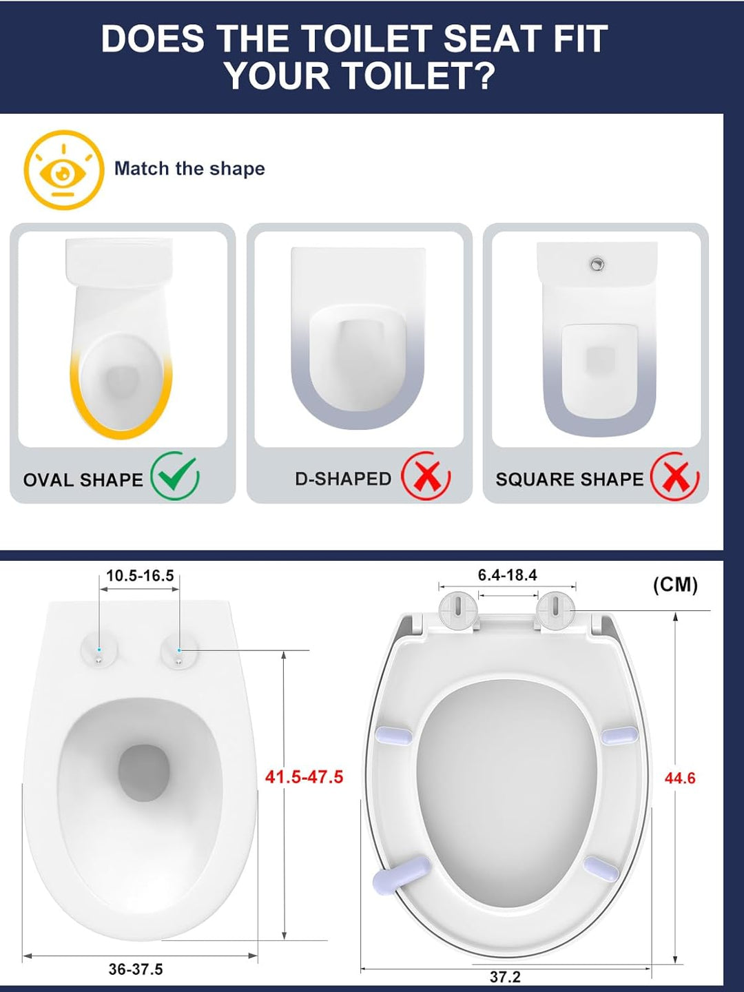 YEAUPE PRO Toilettendeckel mit Absenkautomatik O Form, WC-Sitz mit Quick-Release-Funktion und Softcl
