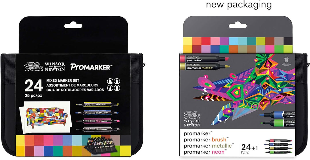 Winsor & Newton 0290037 Professioneller Layout Mixed Marker 24 Farben Set, 24 im Wallet, 2 Spitzen,