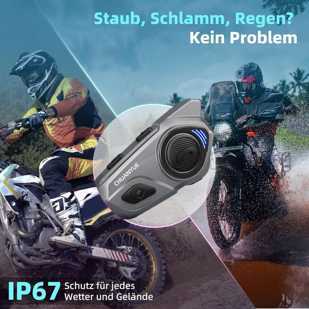 X2 Motorrad Bluetooth Headset, Helm Kommunikationssystem für 2 bis zu 4 Personen in Reichweite von 1