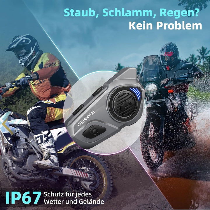 X2 Motorrad Bluetooth Headset, Helm Kommunikationssystem für 2 bis zu 4 Personen in Reichweite von 1