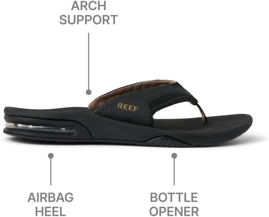 Reef Herren Fanning Flipflop 38 EU Black And Tan, 38 EU Black And Tan