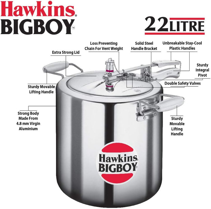 Hawkings Bigboy Schnellkochtopf aus Aluminium 22 Litre, 22 Litre