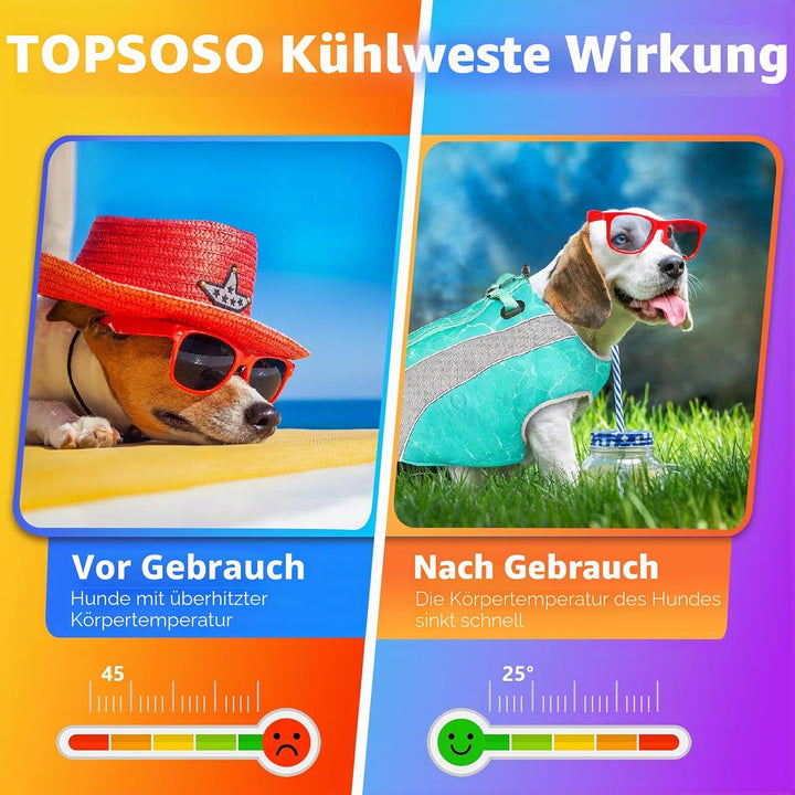Kühlweste für Hunde mit Doppelten Verstellbaren Reissverschlüssen, Atmungsaktiv Sonnenschutz Kühlwes