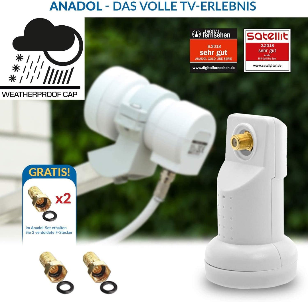 [ Test 2X SEHR GUT ] Anadol GoldLine Digital Single LNB-0.1dB HDTV, 4K, UHD, Full HD - kälte & hitze