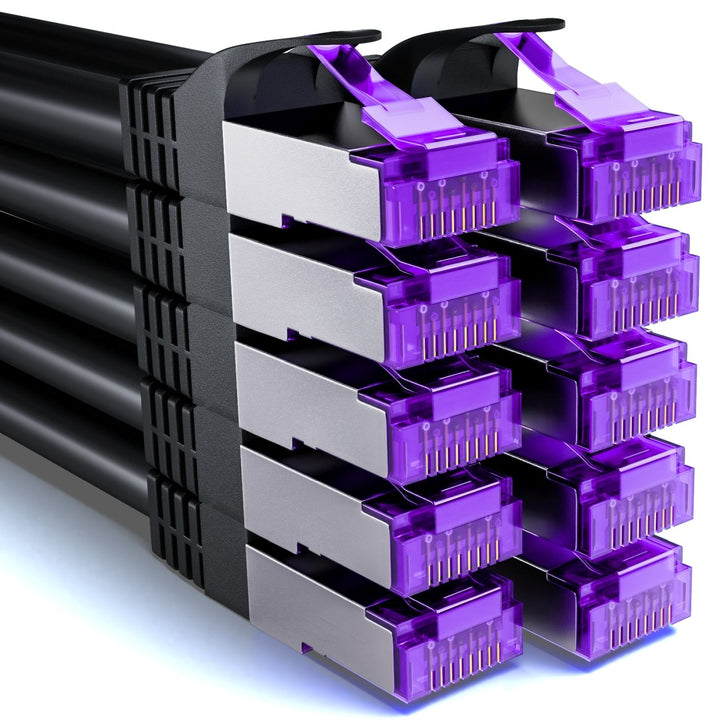 deleyCON 10x 0,5m CAT7 Netzwerkkabel - 10 Gigabit - Kurzes 50cm RJ45 Patchkabel Ethernet Kabel (Kupf