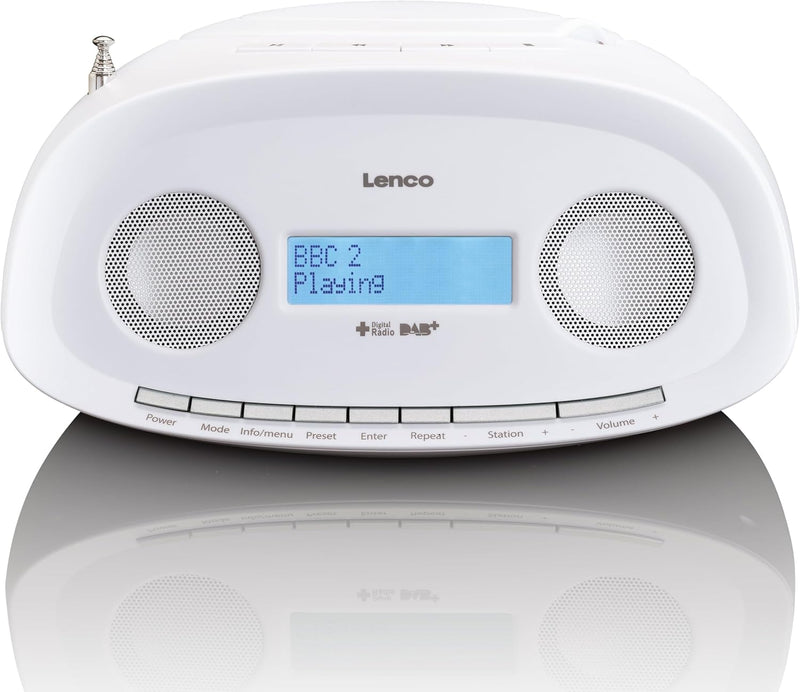 Lenco SCD-69 Tragbare Boombox mit DAB +, FM-Radio, USB-Wiedergabe, CD / MP3-Player, Weiss, weiss