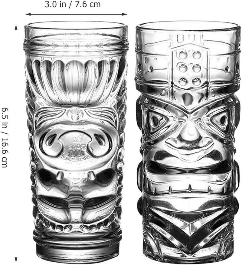 Cabilock Hawaiianische Tiki-Cocktailgläser: 2 Stück Tiki-Becher Glas Exotische Zombie-Cocktails Trop