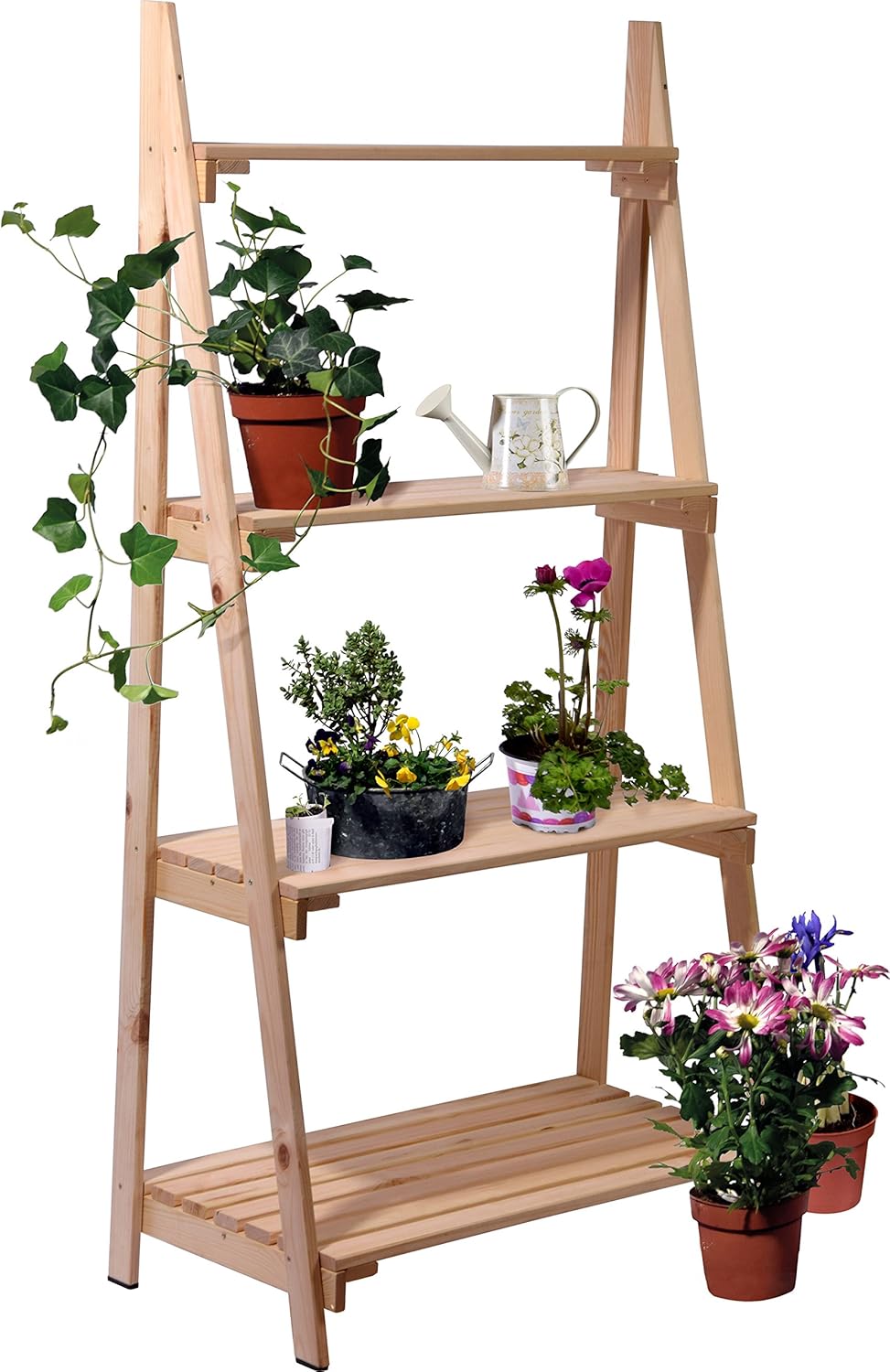dobar® 58465e Grosses Blumenregal 4-stufig | Pflanzregal Massivholz | Blumenleiter | Pflanzständer |