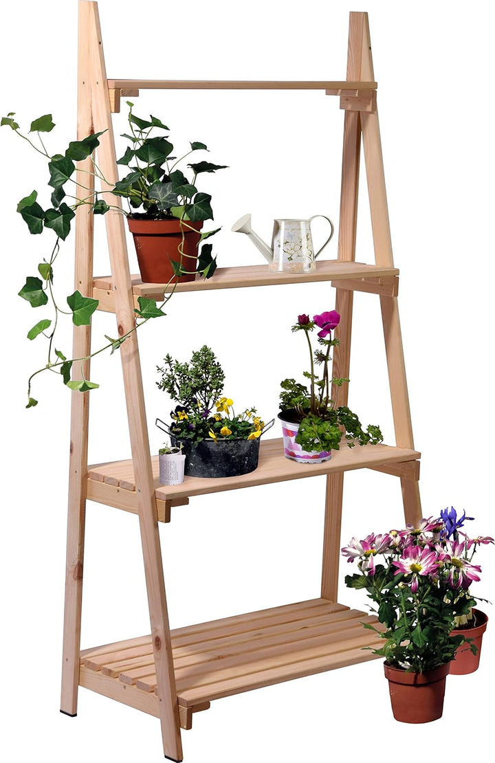 dobar® 58465e Grosses Blumenregal 4-stufig | Pflanzregal Massivholz | Blumenleiter | Pflanzständer |