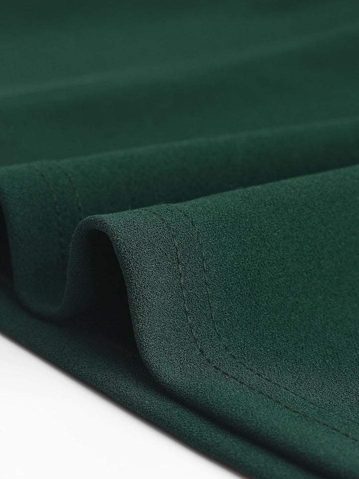 Allegra K Damen 3/4-Ärmeln A-Linie V-Ausschnitt Kleid Taschen Arbeit Elegantes Midikleid Dunkelgrün