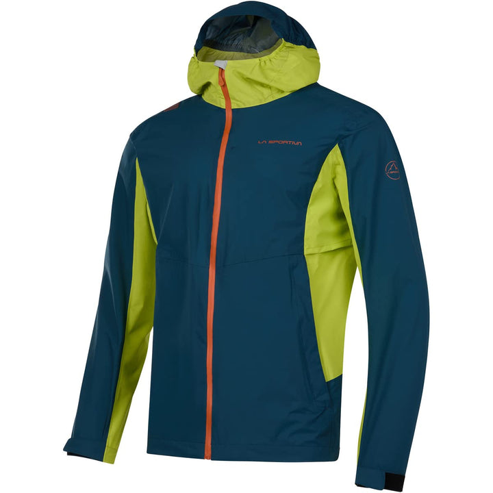 LA SPORTIVA Herren Discover Jacke Regenjacke Hardshelljacke, XL Mehrfarbig (Storm Blue/Lime Punch)
