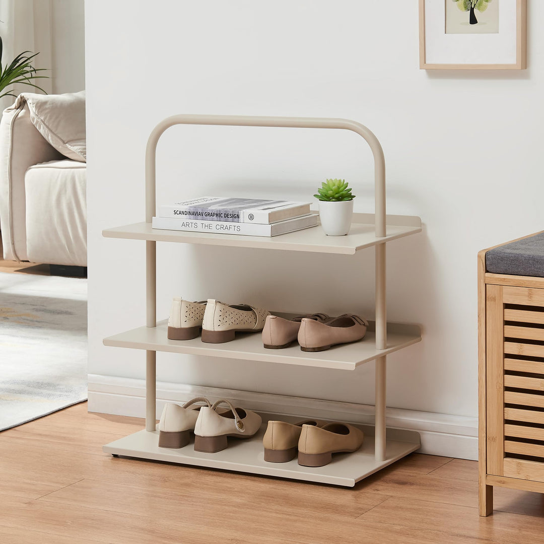 [en.casa] Schuhregal schmal Poytya mit 3 Ebenen Metall 73 x 60 x 32 cm Schuhständer für 6 Paare Schu