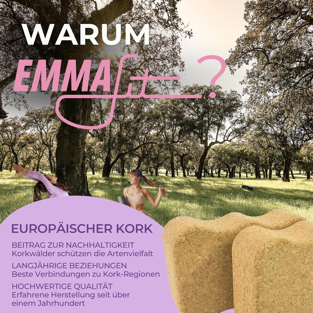EMMAfit Kork Yoga Block Wave I 227 x 150 x 75mm I hochwertiger Kinder-Yogablock aus Kork für Yoga-Üb