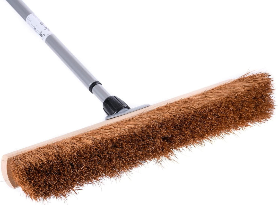 BawiTec Kokosbesen Kehrset,Komplett-Set,Besen 40cm,mit Teleskopstiel verstellbar,Handfeger Holz 28cm