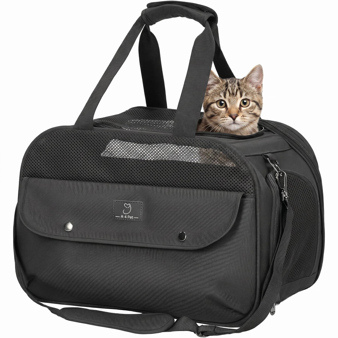 A 4 PET Transportbox Katze, Hundetasche Flugzeug für Kabine/Auto, Leicht Hunde Flugtasche mit Sicher