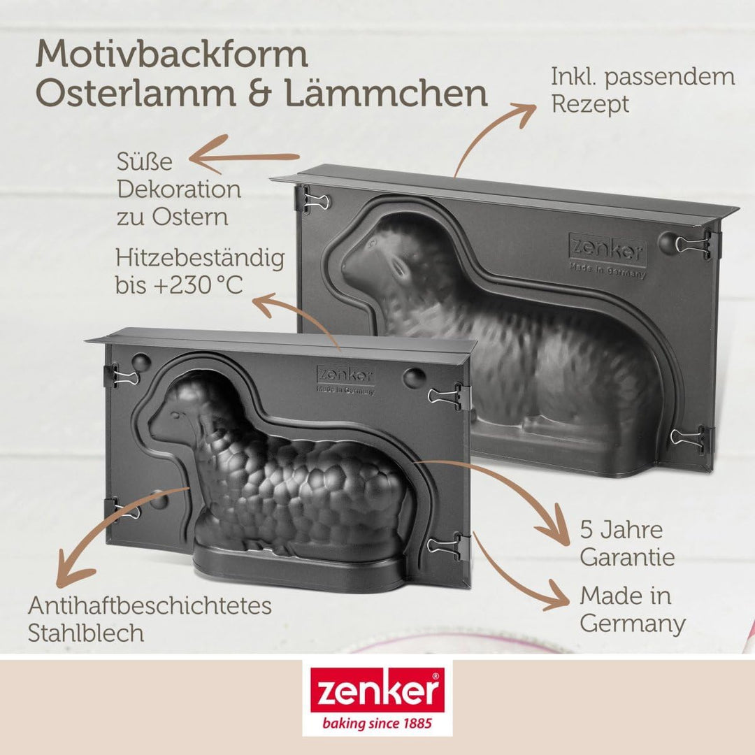 Zenker Osterbackformen-Set Special Season, hochwertige Lammform, Mini-Lammform aus Stahlblech, Backf
