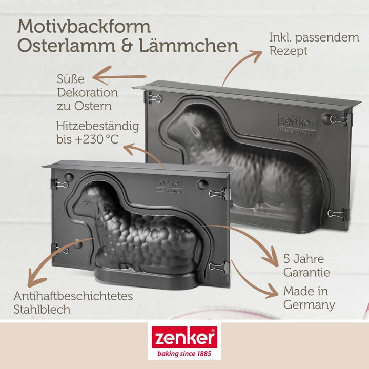 Zenker Osterbackformen-Set Special Season, hochwertige Lammform, Mini-Lammform aus Stahlblech, Backf